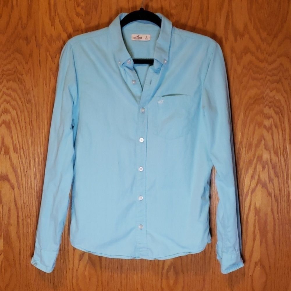 Men's Aqua Hollister Button Down Shirt - Picture 1 of 7